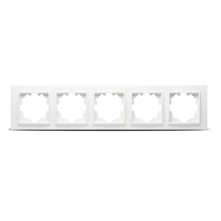 Aparataj - Rama ornament alba cu 5 posturi pentru aparataj incastrat Zena
