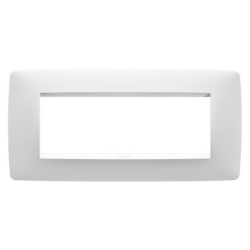 Modular - Rama ornamentala alba lucioasa din tehnopolimer pentru aparataj modular cu 6 module