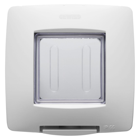 Rama ornament etansa alba IP55 cu capac transparent pentru aparataj modular cu 2 module [0]