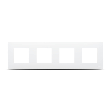 Modular - Rama ornamentala alba New Unica Studio cu 4 posturi pentru aparataj modular incastrat