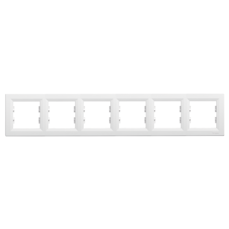 Aparataj - Rama ornamentala alba cu 6 module pentru montaj orizontal