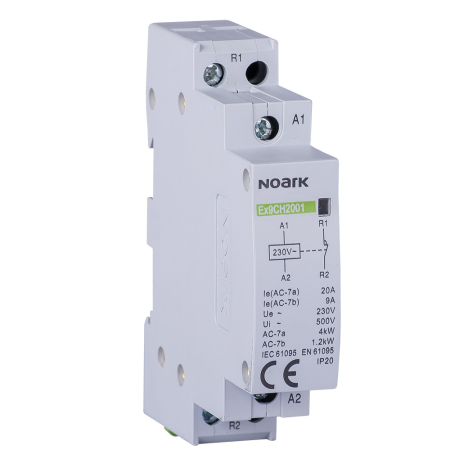 Protectie - Releu modular 20 A cu 2 contacte normal deschise si bobina 220-230 V AC