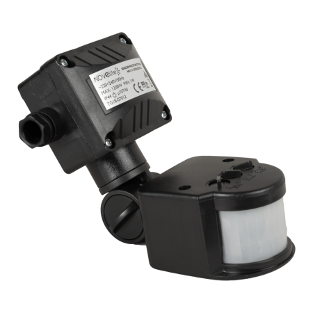 Protectie - Senzor de miscare aplicat negru cu detectie 180 grade si protectie IP44