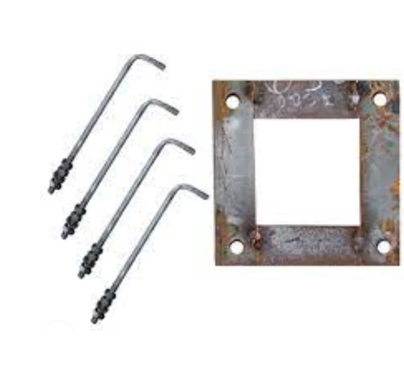 Stalpi de iluminat - Set cu 4 buloane M12x400 mm si sablon pentru fixarea stalpilor de iluminat de gradina