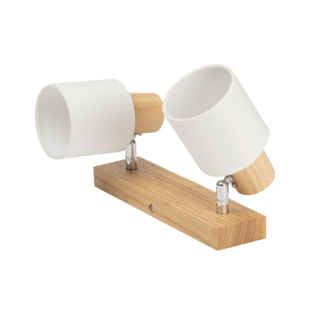 Spoturi LED - Spot bara aplicat alb si natur cu doua abajururi textile albe