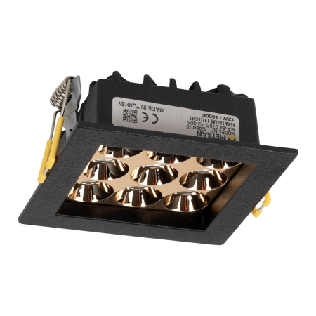 Spoturi LED - Spot LED patrat incastrat negru cu lumina neutra 4000K si putere 12W