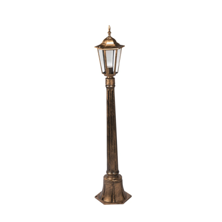 Surse de iluminat - Stalp exterior decorativ antic cu abajur transparent si dulie E27 pentru gradina