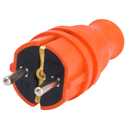 Fise si cuple - Stecher cauciuc Schuko IP44 16A 230V portocaliu