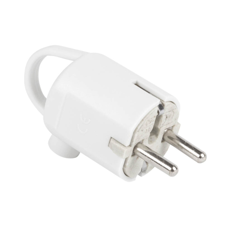 Fise si cuple - Stecher ceramic alb cu contact de protectie si inel pentru cablu electric