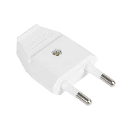 Fise si cuple - Stecher plat alb fara contact de protectie pentru cablu electric