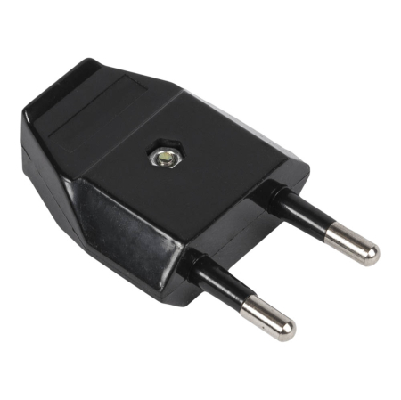 Stecher plat negru fara contact de protectie 10A 2P IP20 [0]