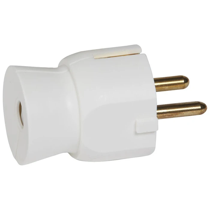 Fise si cuple - Stecher Schuko alb cu iesire dreapta si contact de protectie 2P T 16 A