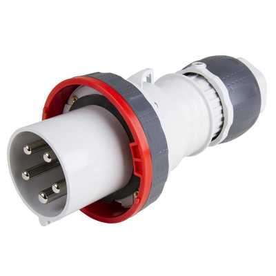 Fise si cuple - Stecher trifazic drept rosu 63A 400V 3P N E cu protectie IP67