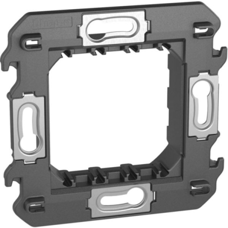 Modular - Suport de montare negru pentru aparataj incastrat cu 2 module si protectie transparenta