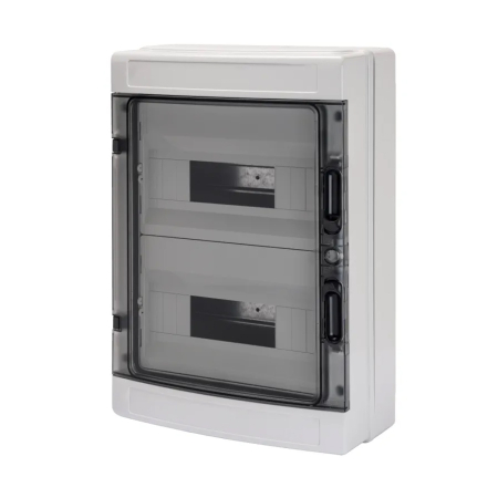 Trasee electrice - Tablou electric aplicat gri cu usa transparenta fumurie si 24 module DIN pe doua randuri