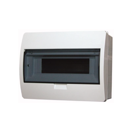 Trasee electrice - Tablou electric aparent alb cu usa transparenta si 12 module