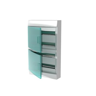 Trasee electrice - Tablou electric aparent alb cu usa transparenta si 72 module pe 4 randuri