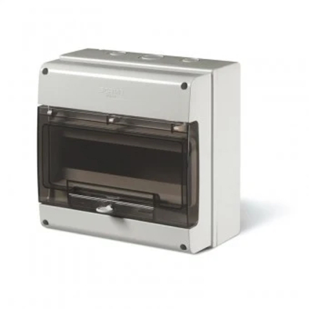 Trasee electrice - Tablou electric aparent gri IP66 cu usa transparenta fumurie pentru 12 module DIN