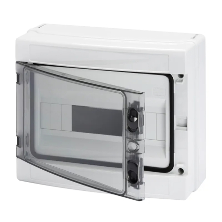 Trasee electrice - Tablou electric aplicat gri cu usa transparenta fumurie pentru 12 module DIN si protectie IP65