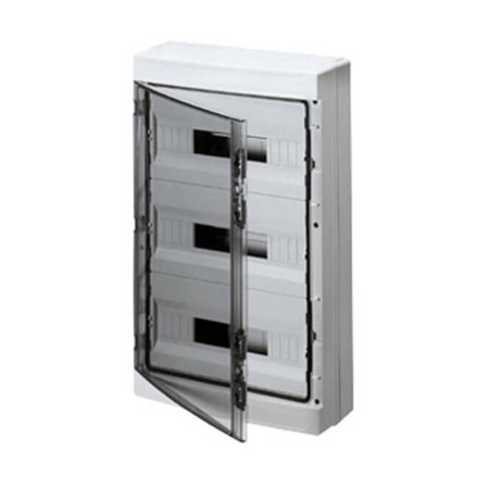 Trasee electrice - Tablou electric aplicat gri cu usa transparenta fumurie si 36 module pe 3 randuri