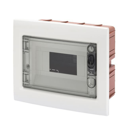 Trasee electrice - Tablou electric incastrat alb cu usa transparenta fumurie pentru 8 module DIN si protectie IP40