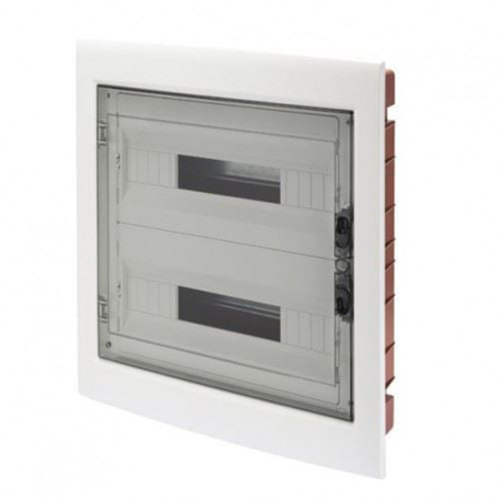 Trasee electrice - Tablou electric incastrat alb cu 24 module si usa transparenta fumurie