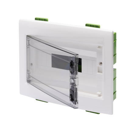 Trasee electrice - Tablou electric incastrat pentru gips carton cu 12 module si usa transparenta fumurie