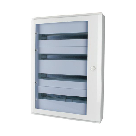 Trasee electrice - Tablou metalic aparent cu usa transparenta pentru 48 module in doua randuri