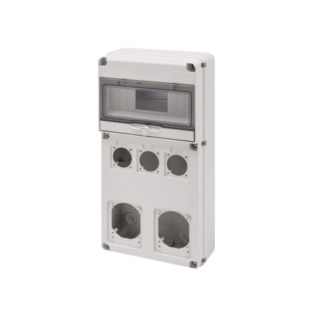 Trasee electrice - Tablou neechipat IP65 cu 10 module DIN si 5 locuri pentru prize