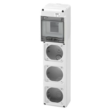Trasee electrice - Tablou neechipat pentru montaj aparent cu 5 module DIN si 3 flanse IEC 309 16A IP65