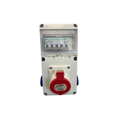 Trasee electrice - Tablou organizare santier cablat cu priza trifazata 32A si doua prize Schuko IP44