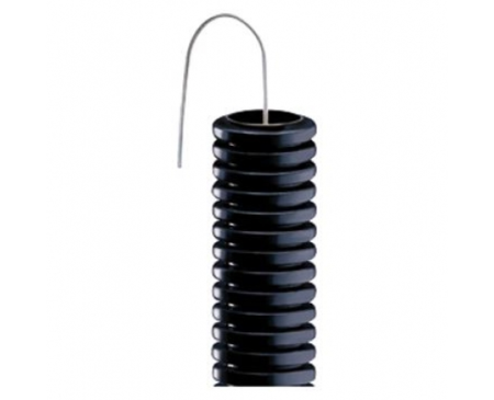 Tub flexibil PVC ondulat negru cu fir de tragere 25 mm pentru protectia cablurilor [0]