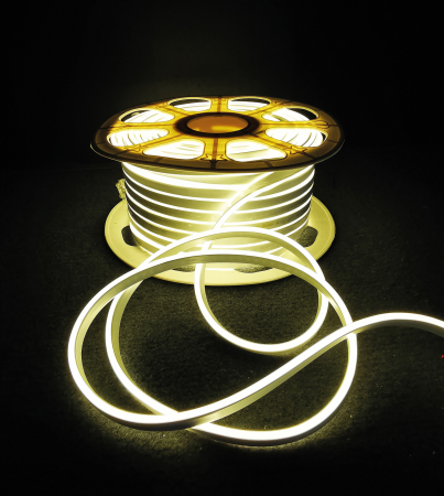 Surse de iluminat - Tub luminos neon flex alb cald 92 LED pe metru IP44 rola 50 m