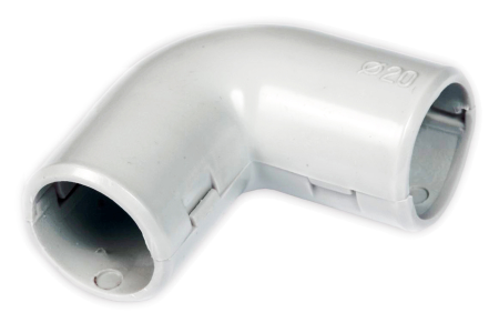 Trasee electrice - Unghi de imbinare 90 grade din U PVC gri pentru tub rigid 25 mm