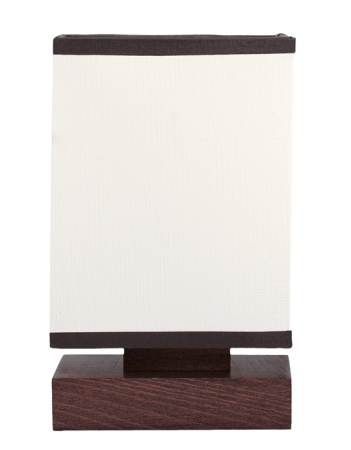 Lampa de birou/veioza - Veioza decorativa Bendis wenge din lemn cu abajur textil alb si dulie E14