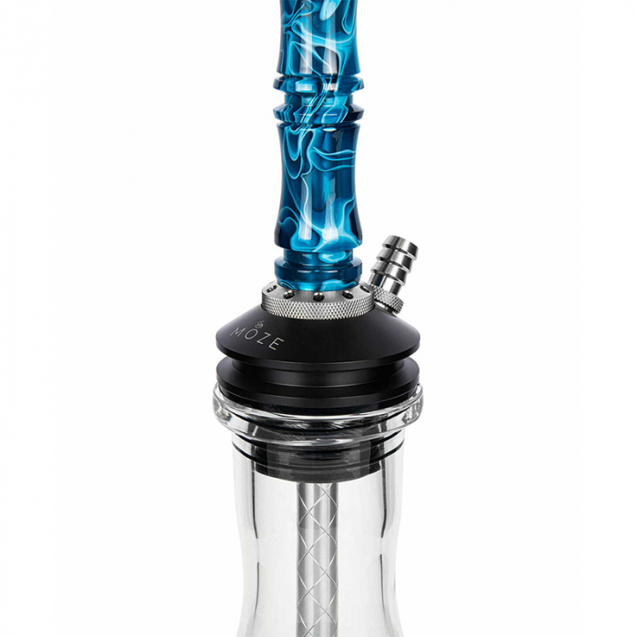 Narghilea Moze Breeze Two, Wavy Blue, Vas Transparent [3]