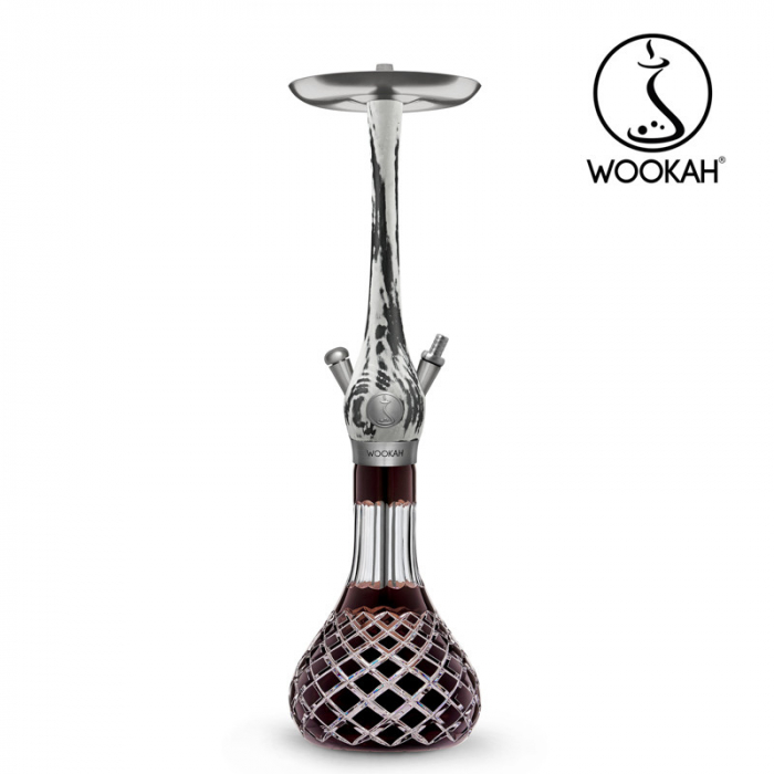 Narghilea WOOKAH din lemn, model White/Black, Vas transparent [5]