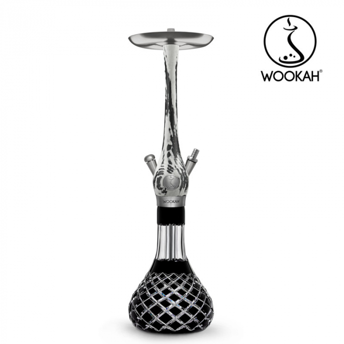Narghilea WOOKAH din lemn, model White/Black, Vas transparent [4]
