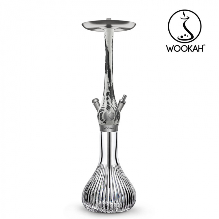 Narghilea WOOKAH din lemn, model White/Black, Vas transparent [10]