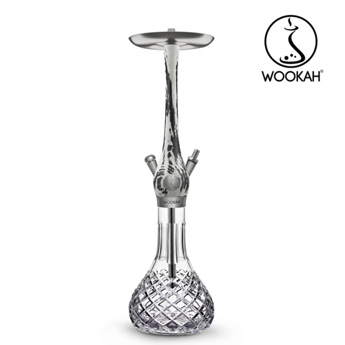 Narghilea WOOKAH din lemn, model White/Black, Vas transparent [6]