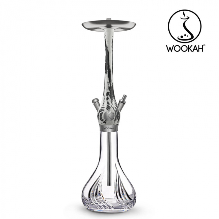 Narghilea WOOKAH din lemn, model White/Black, Vas transparent [7]