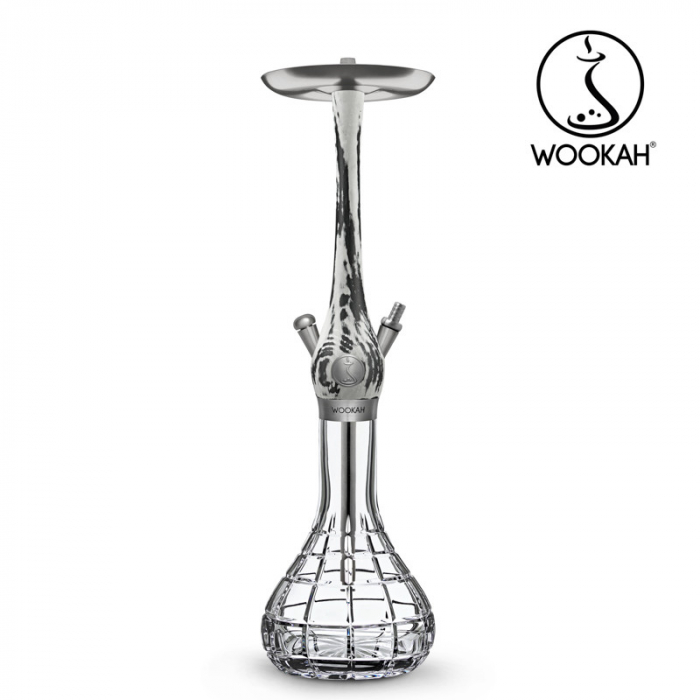 Narghilea WOOKAH din lemn, model White/Black, Vas transparent [11]