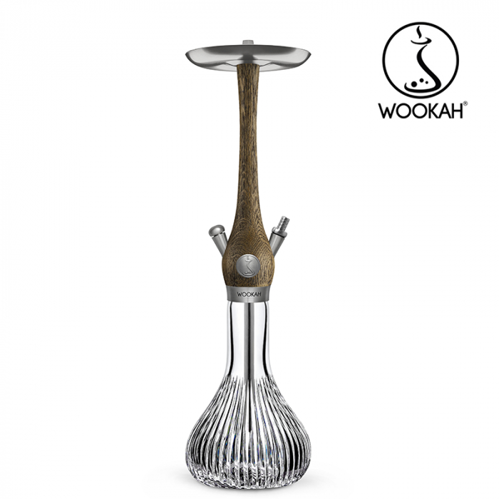 Narghilea WOOKAH din lemn, Model Nox Rustic, Vas transparent [6]