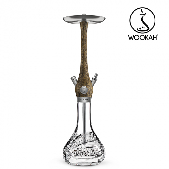 Narghilea WOOKAH din lemn, Model Nox Rustic, Vas transparent [5]