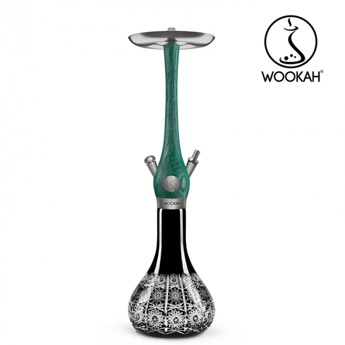 Narghilea WOOKAH din lemn, Model Nox Jade, Vas transparent [5]