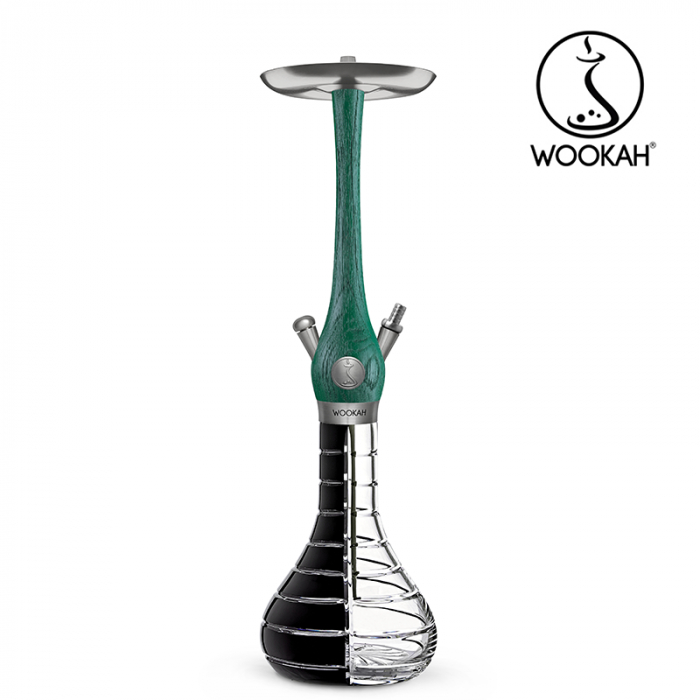 Narghilea WOOKAH din lemn, Model Nox Jade, Vas transparent [13]