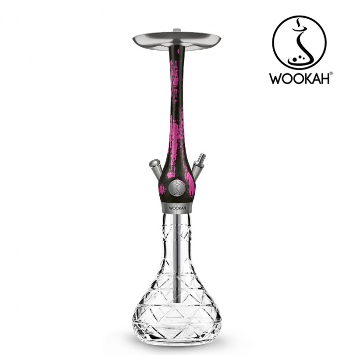Narghilea WOOKAH din lemn, model Black/Pink, Vas transparent [15]
