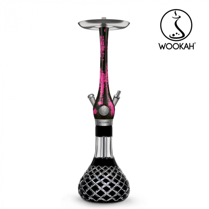 Narghilea WOOKAH din lemn, model Black/Pink, Vas transparent [12]