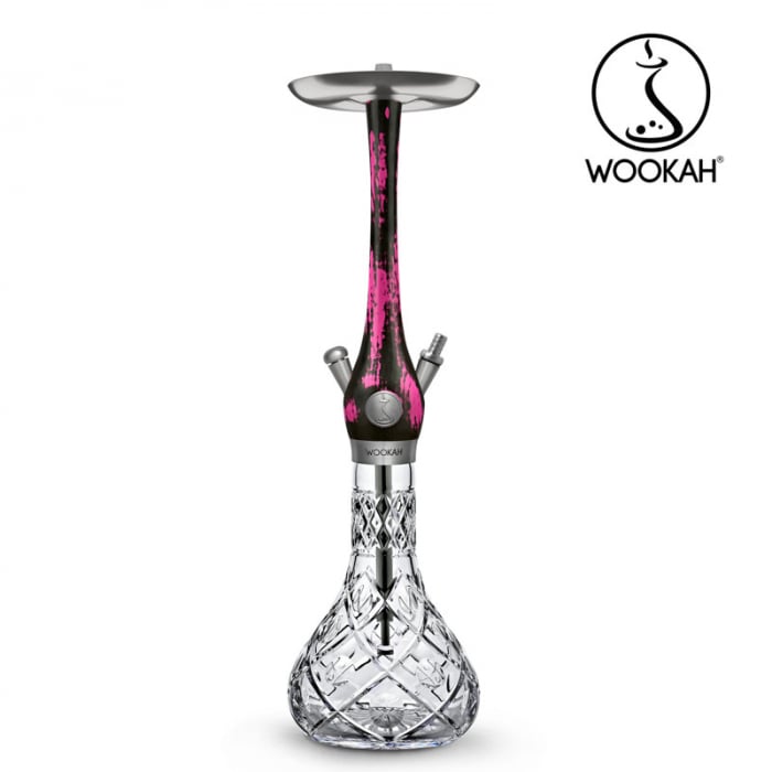 Narghilea WOOKAH din lemn, model Black/Pink, Vas transparent [14]