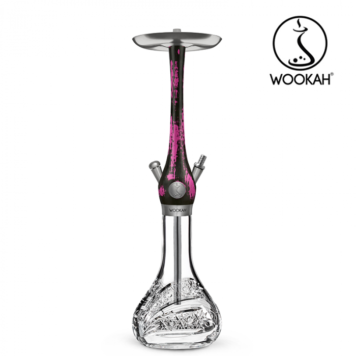 Narghilea WOOKAH din lemn, model Black/Pink, Vas transparent [6]